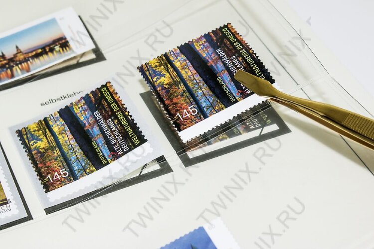 Пинцет для марок, позолоченный, 120мм, с загнутой лопаткой LIndner (S2038G)