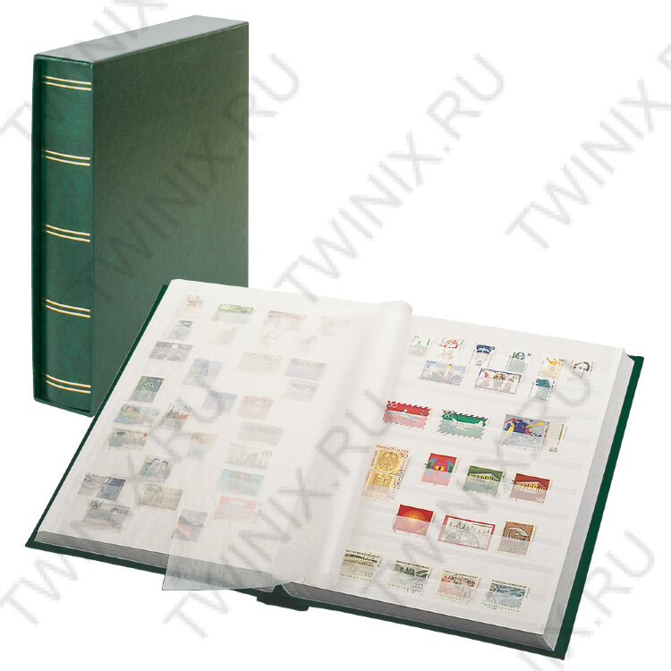 Кляссер ELEGANT, 60 белых страниц + защитная кассета(1162SK-G) Lindner Германия (зеленый) новый  1