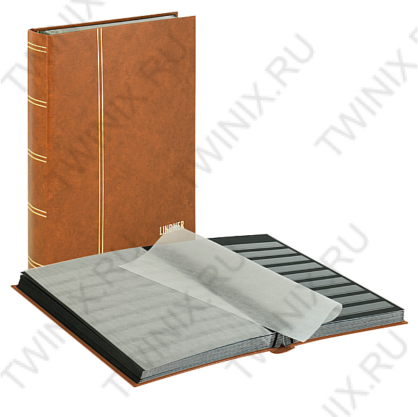 Кляссер standard с 48 чёрными страницами, 230х305х35мм, коричневого цвета, Lindner (1169-H) 